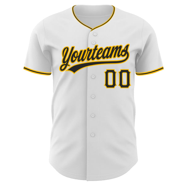 Custom White Black-Gold Authentic Baseball Jersey alternate