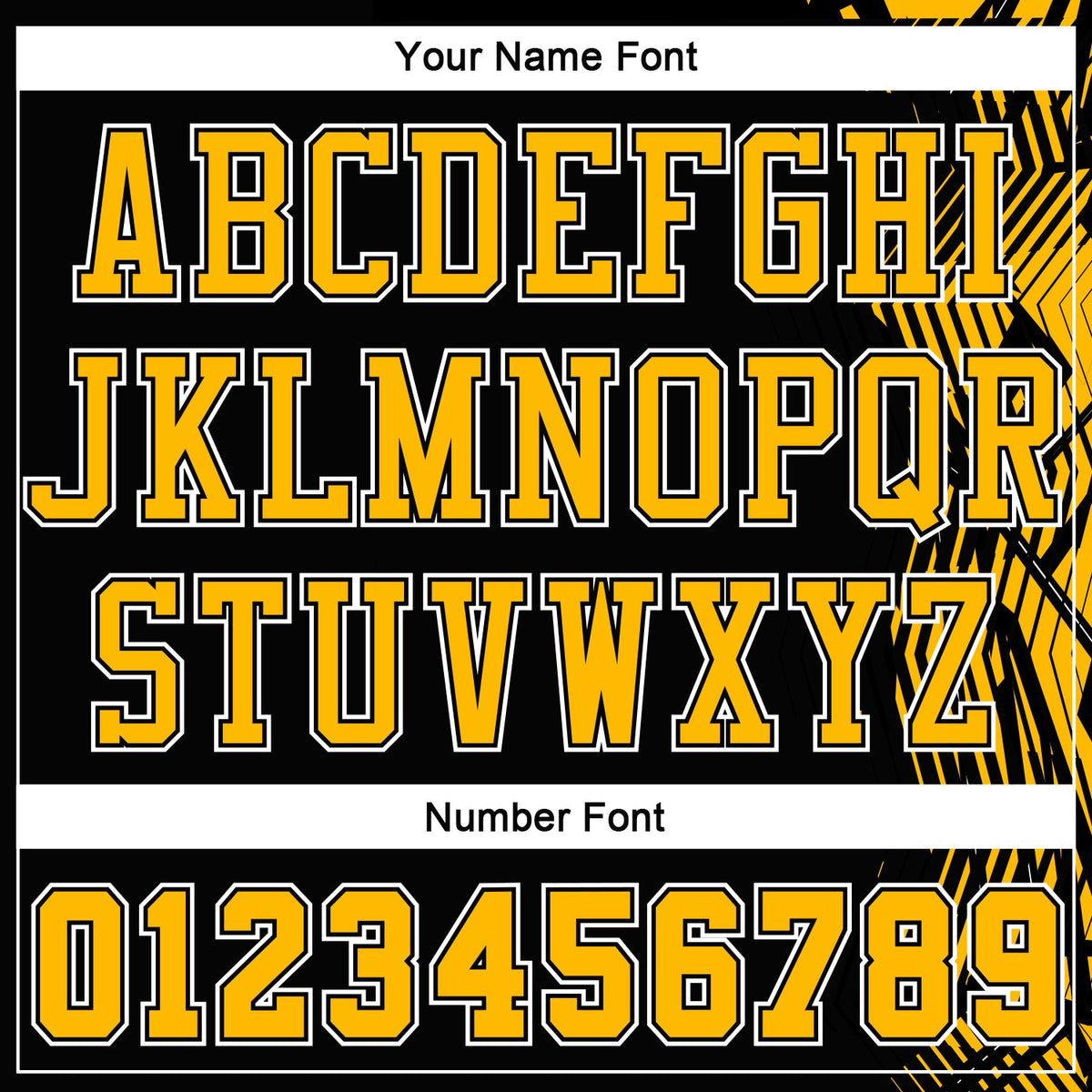 Custom Black Gold-White Round Neck Sublimation Basketball Uniform Jersey - Detail