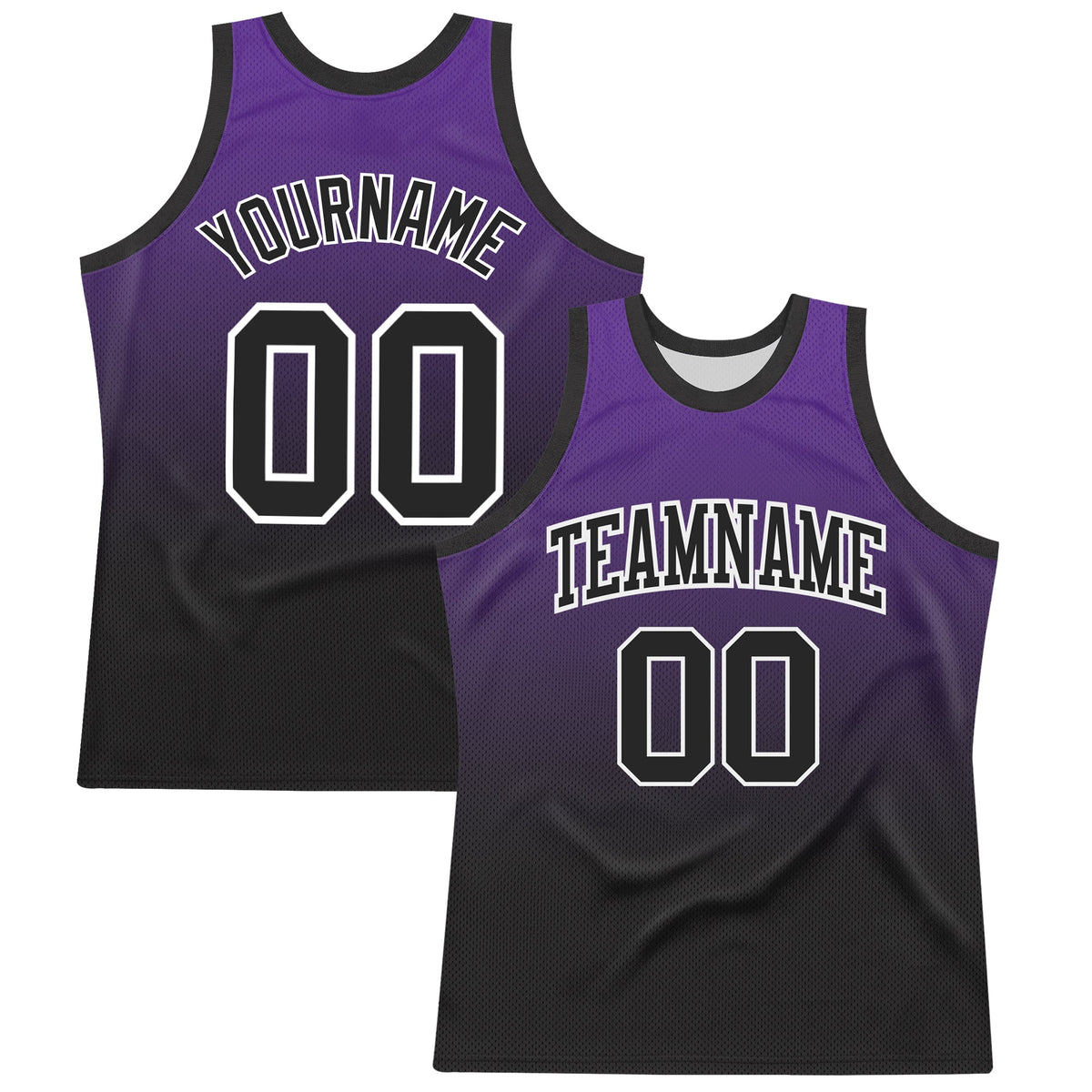 Custom Purple Black-White Fade Fashion Round Neck Sublimation Basketball Set Jersey
