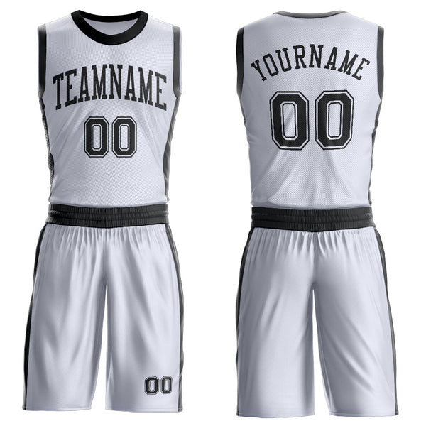 Custom White Black Round Neck Basketball Uniform Jersey