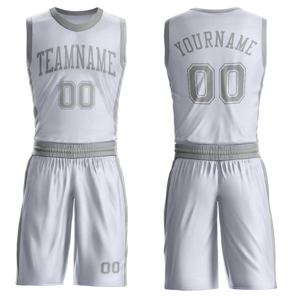 Custom White Gray Round Neck Basketball Uniform Jersey