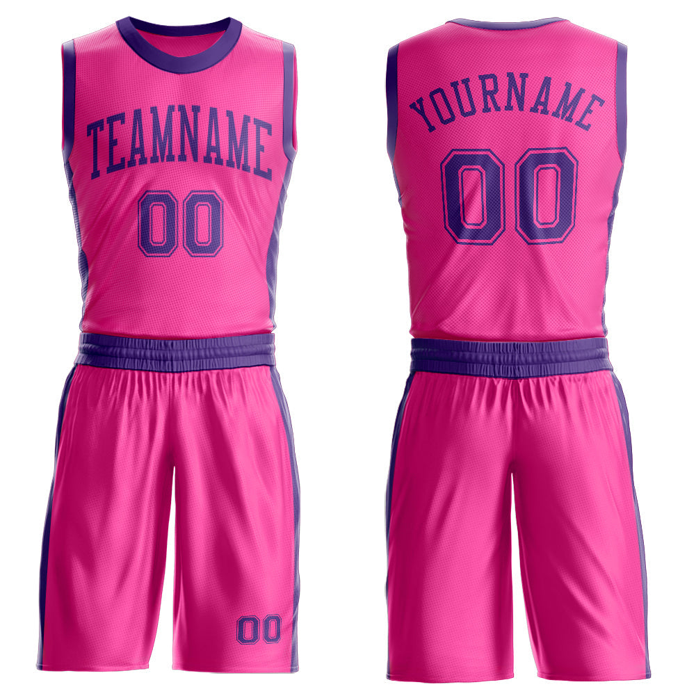 Custom Pink Purple Round Neck Basketball Uniform Jersey