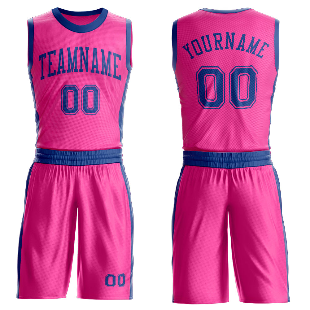 Custom Pink Royal Round Neck Basketball Uniform Jersey