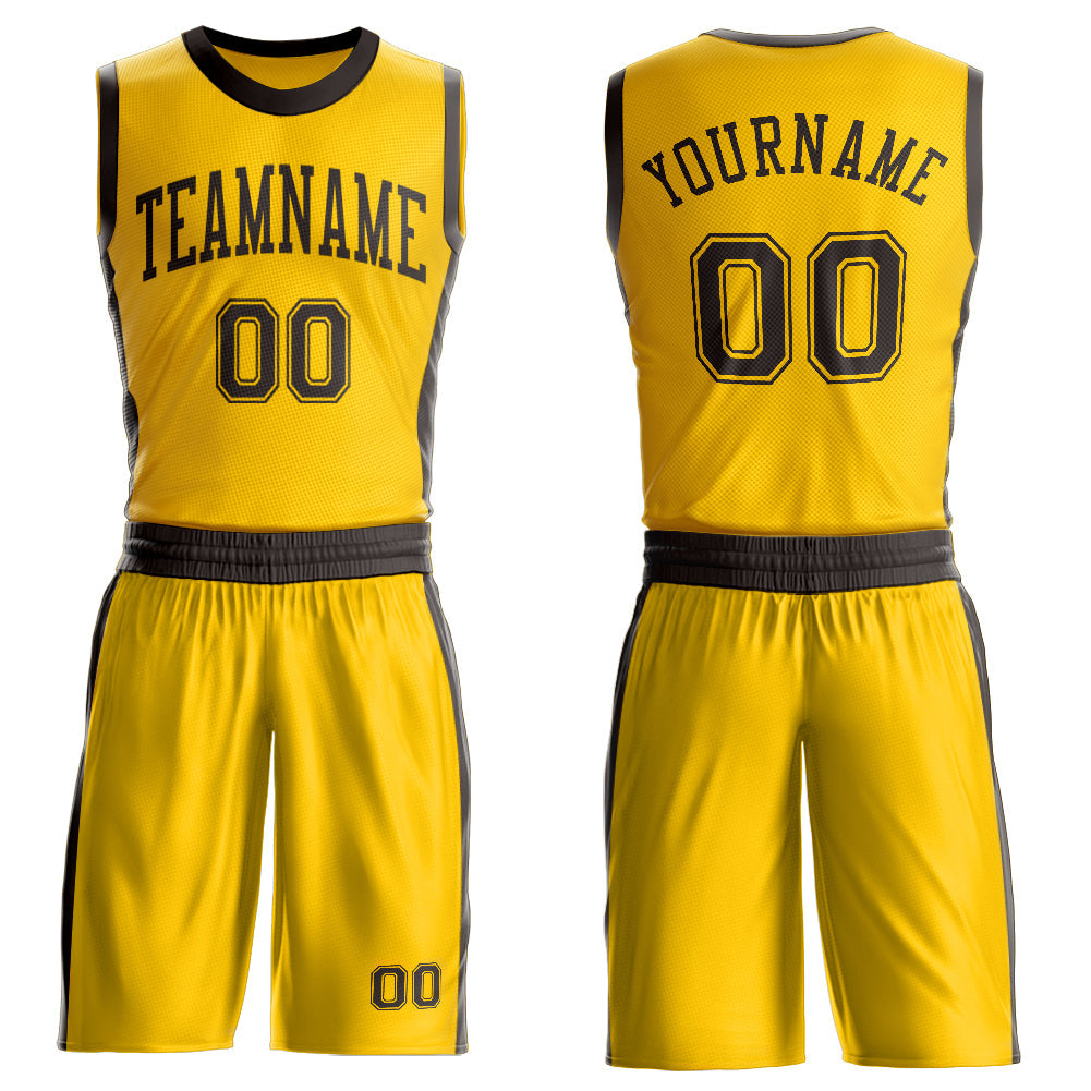 Custom Gold Brown Round Neck Basketball Uniform Jersey