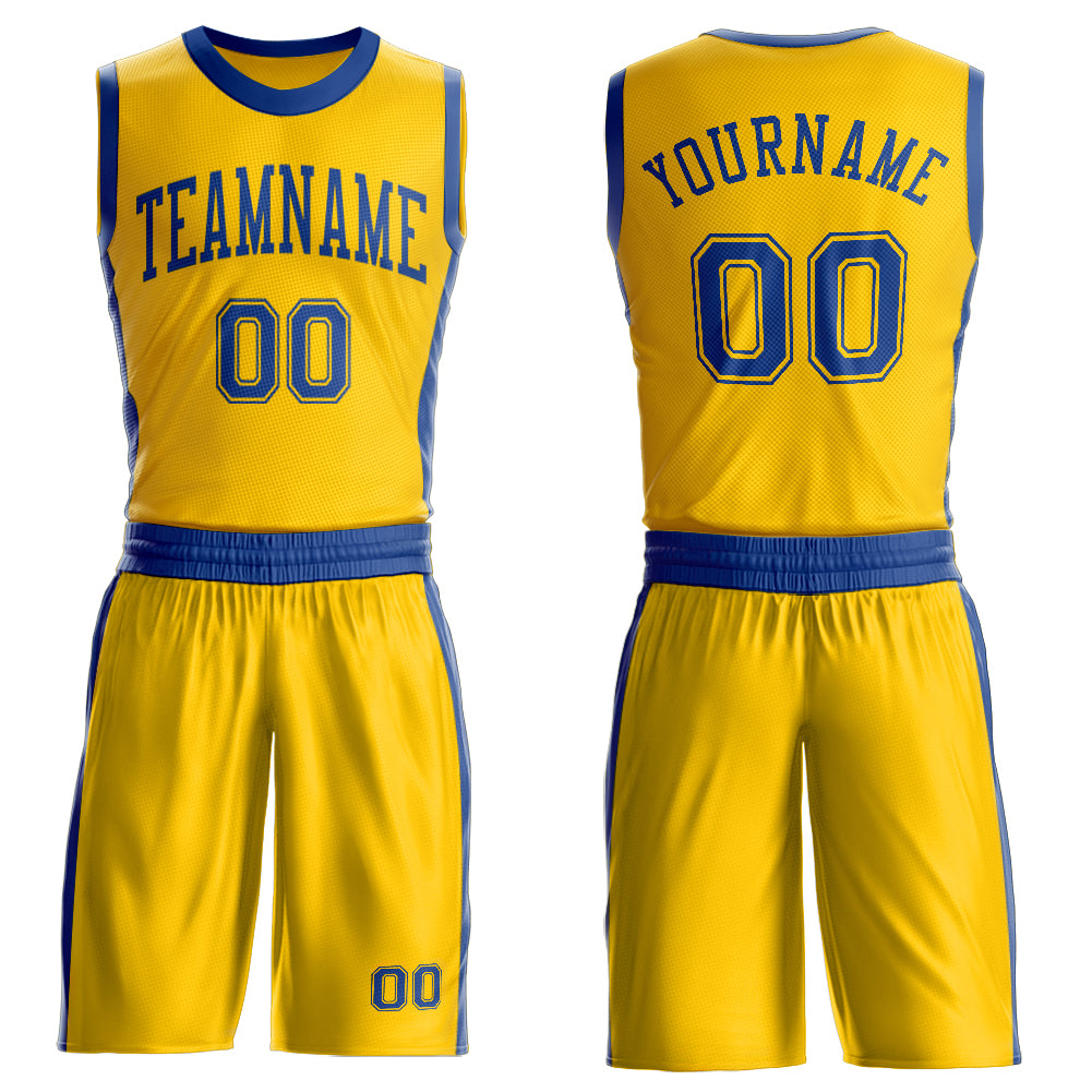Custom Gold Royal Round Neck Basketball Uniform Jersey