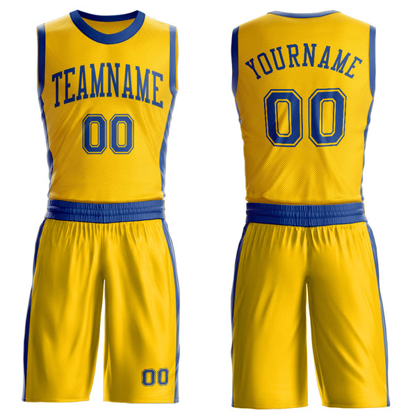 Custom Gold Royal Round Neck Basketball Uniform Jersey