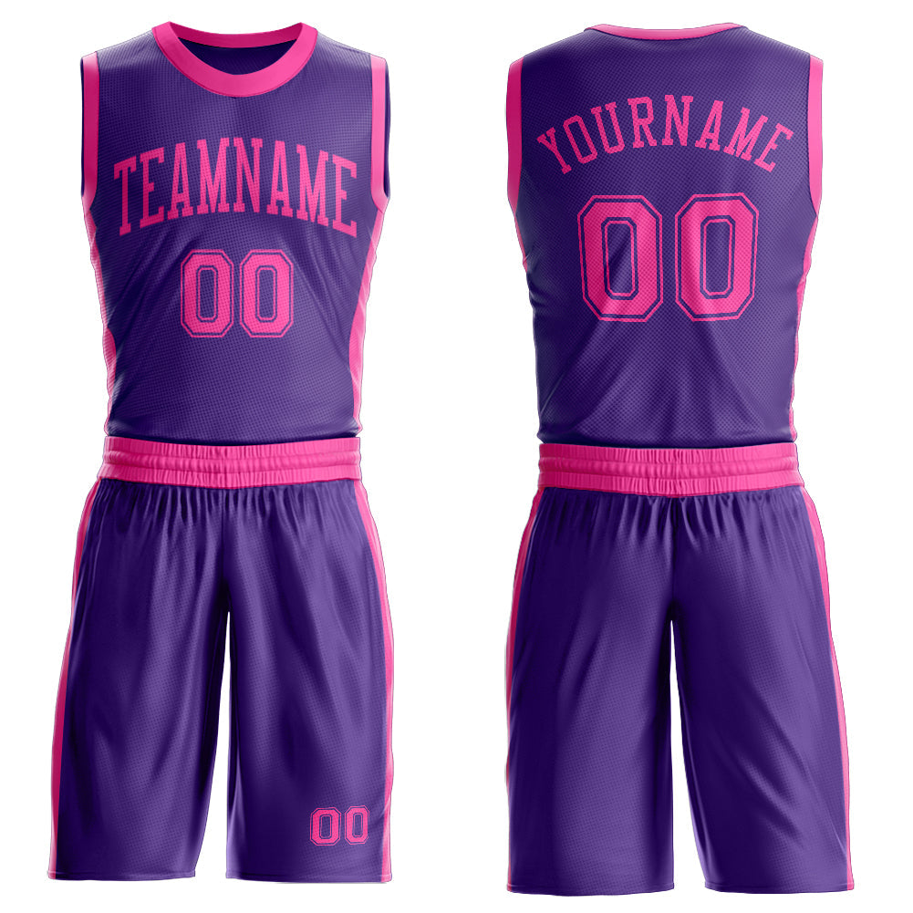 Custom Purple Pink Round Neck Basketball Uniform Jersey