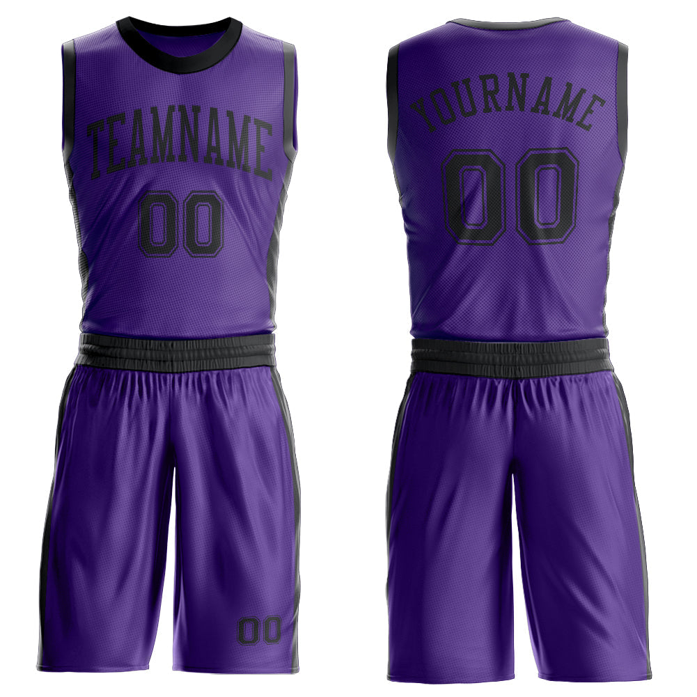 Custom Purple Black Round Neck Basketball Uniform Jersey