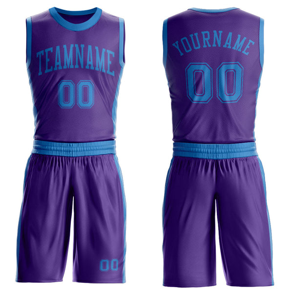 Custom Purple Blue Round Neck Basketball Uniform Jersey