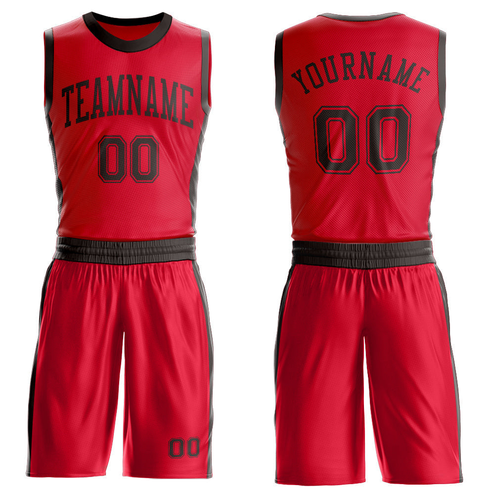 Custom Red Brown Round Neck Basketball Uniform Jersey