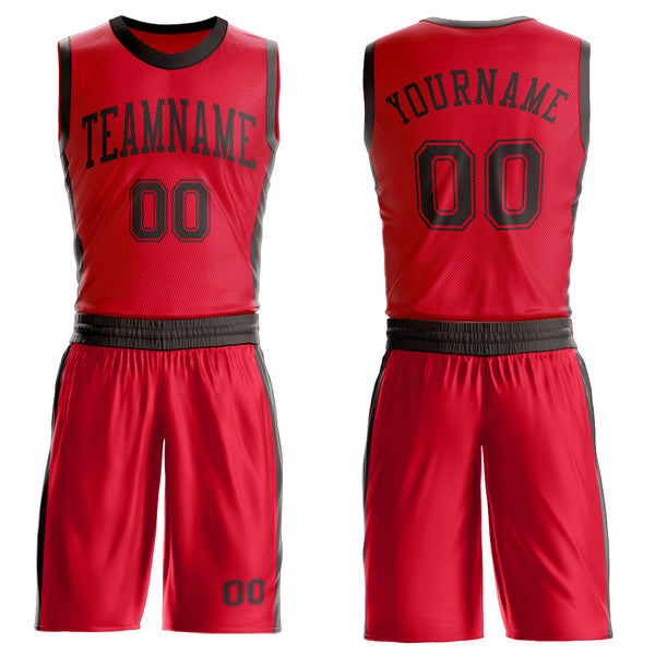 Custom Red Brown Round Neck Basketball Uniform Jersey