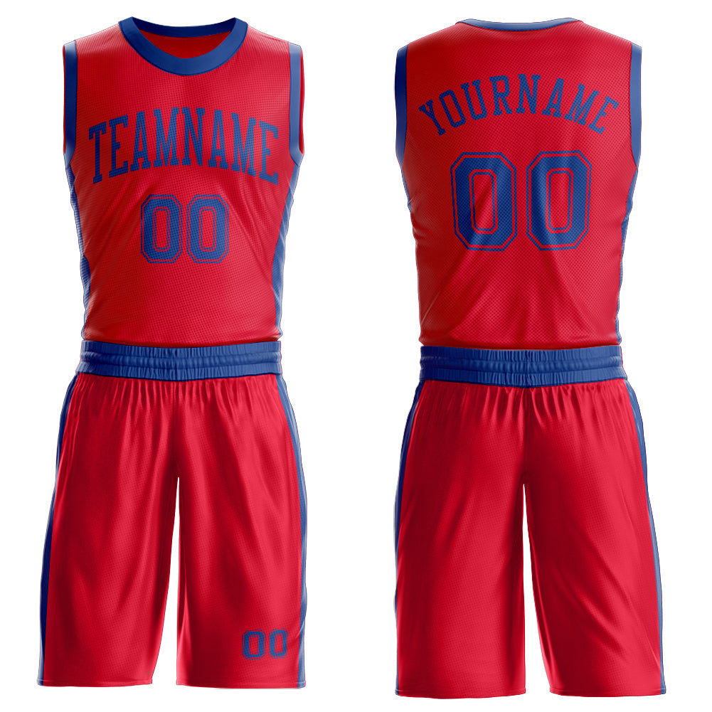 Custom Red Royal Round Neck Basketball Uniform Jersey