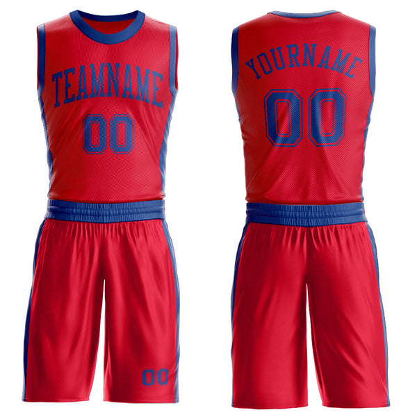 Custom Red Royal Round Neck Basketball Uniform Jersey