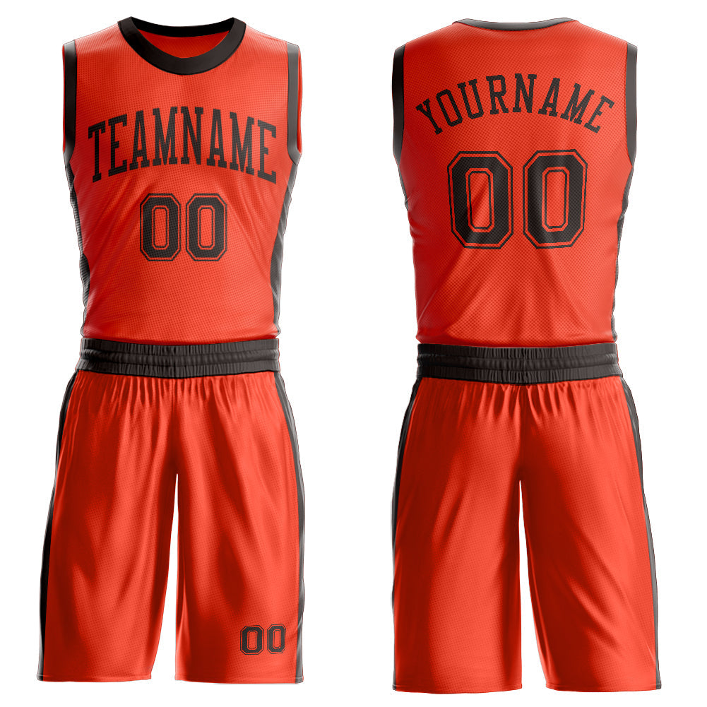 Custom Orange Brown Round Neck Basketball Uniform Jersey