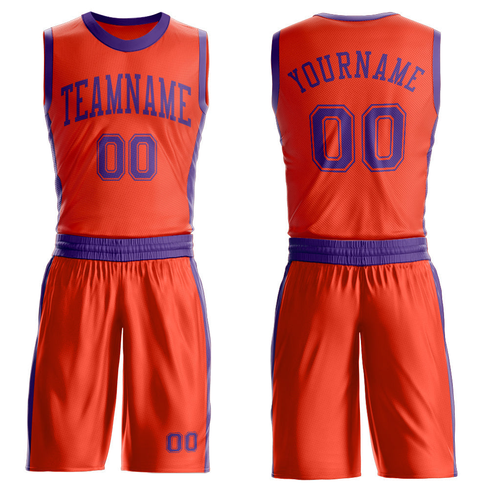 Custom Orange Purple Round Neck Basketball Uniform Jersey