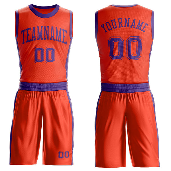 Custom Orange Purple Round Neck Suit Basketball Jersey