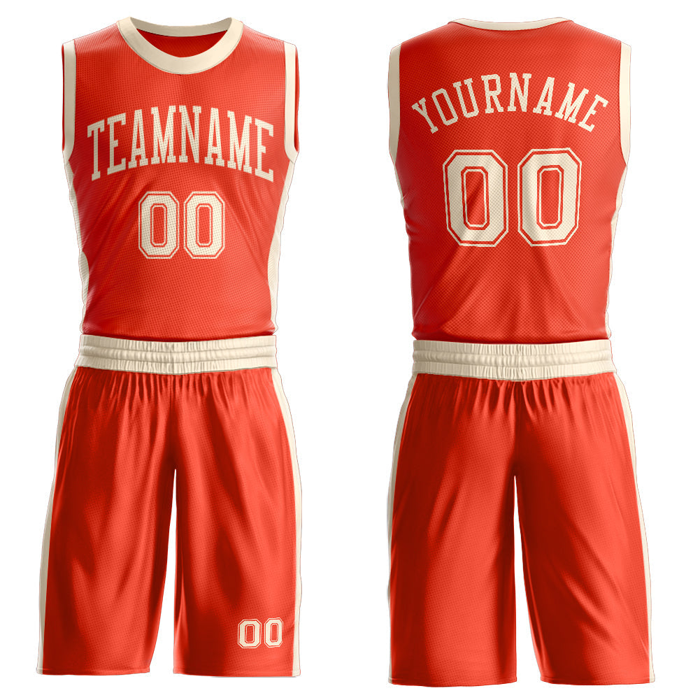 Custom Orange Cream Round Neck Basketball Uniform Jersey