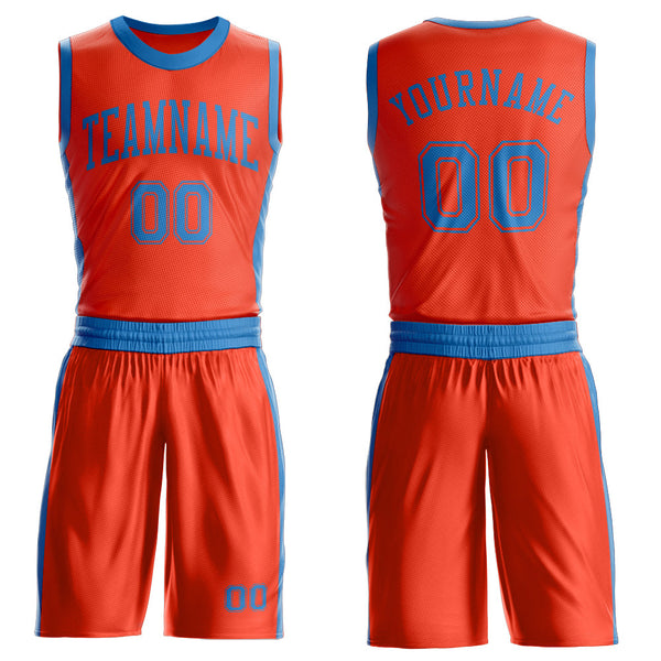 Custom Orange Blue Round Neck Basketball Uniform Jersey