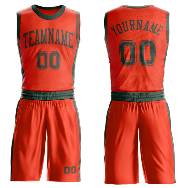Custom Orange Green Round Neck Basketball Uniform Jersey