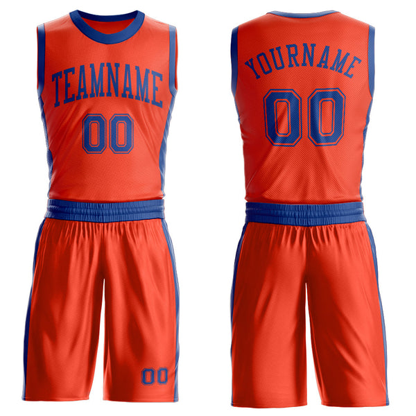 Custom Orange Royal Round Neck Basketball Uniform Jersey