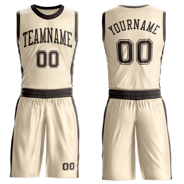 Custom Cream Brown Round Neck Basketball Uniform Jersey
