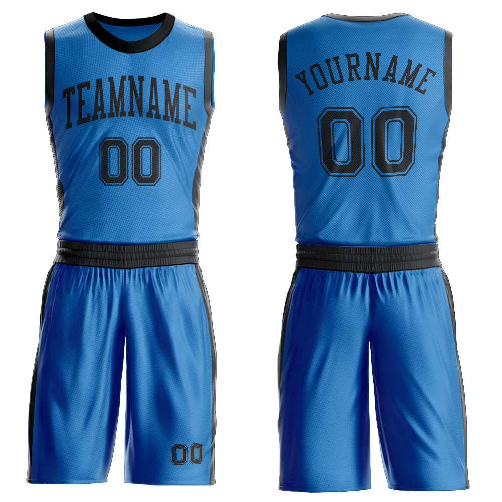 Custom Blue Black Round Neck Suit Basketball Jersey