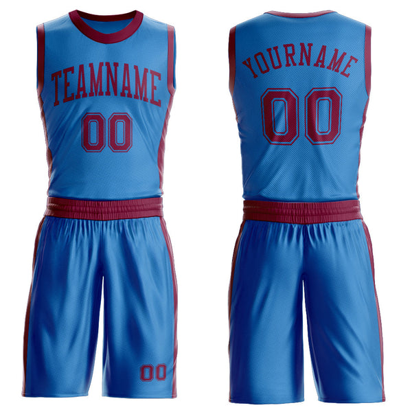 Custom Blue Maroon Round Neck Basketball Uniform Jersey