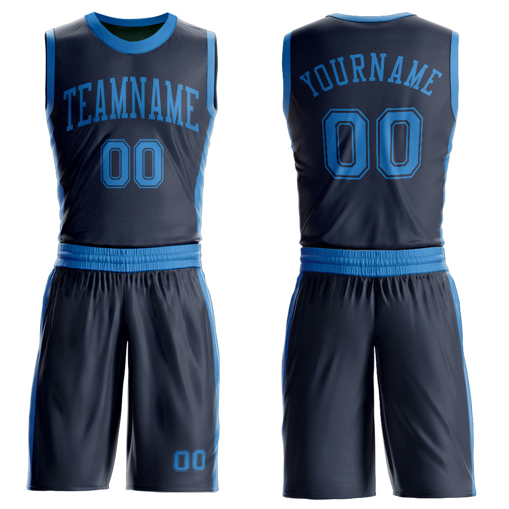Custom Navy Blue Round Neck Basketball Uniform Jersey