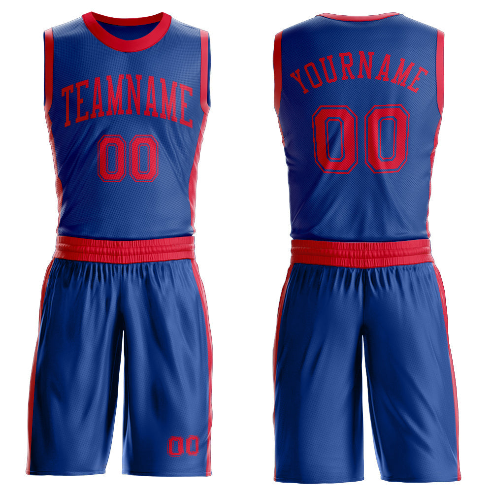 Custom Royal Red Round Neck Basketball Uniform Jersey