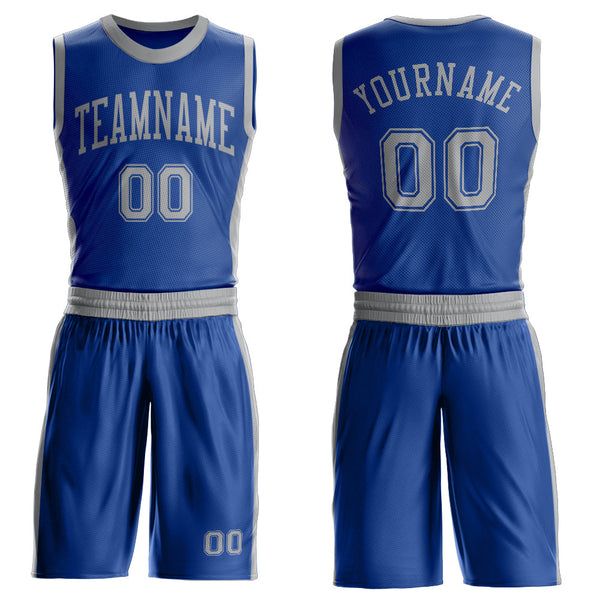 Custom Royal Gray Round Neck Basketball Uniform Jersey