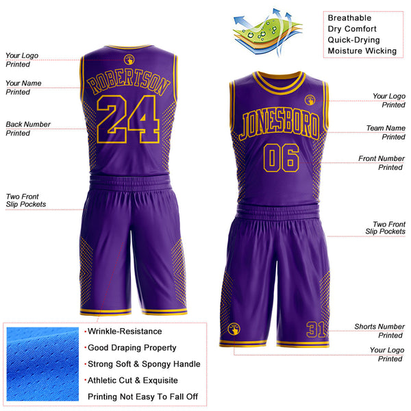 Custom Purple-Yellow Dot Gradient Round Neck Sublimation Basketball Uniform Jersey alternate