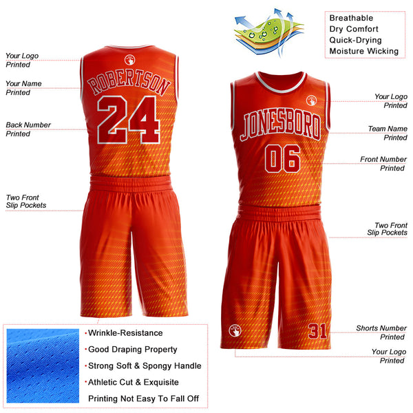 Custom Orange Red-White Diamond Dot Gradient Round Neck Sublimation Basketball Uniform Jersey alternate