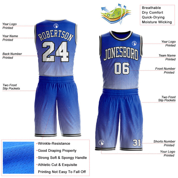 Custom Thunder Blue White-Black Gradient Dot Round Neck Sublimation Basketball Uniform Jersey alternate