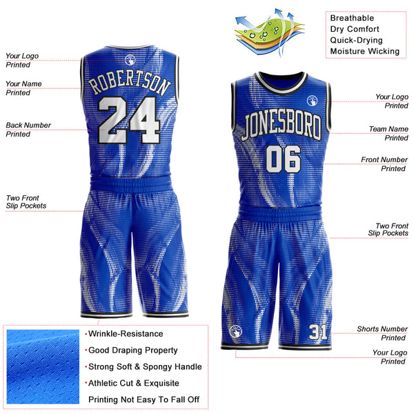 Custom Thunder Blue White-Black Gradient Dot Round Neck Sublimation Basketball Uniform Jersey alternate