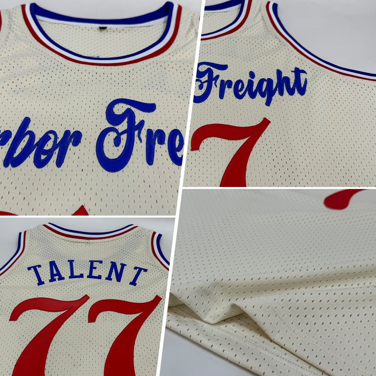 Custom Cream Red-Royal Authentic Throwback Basketball Jersey - Back