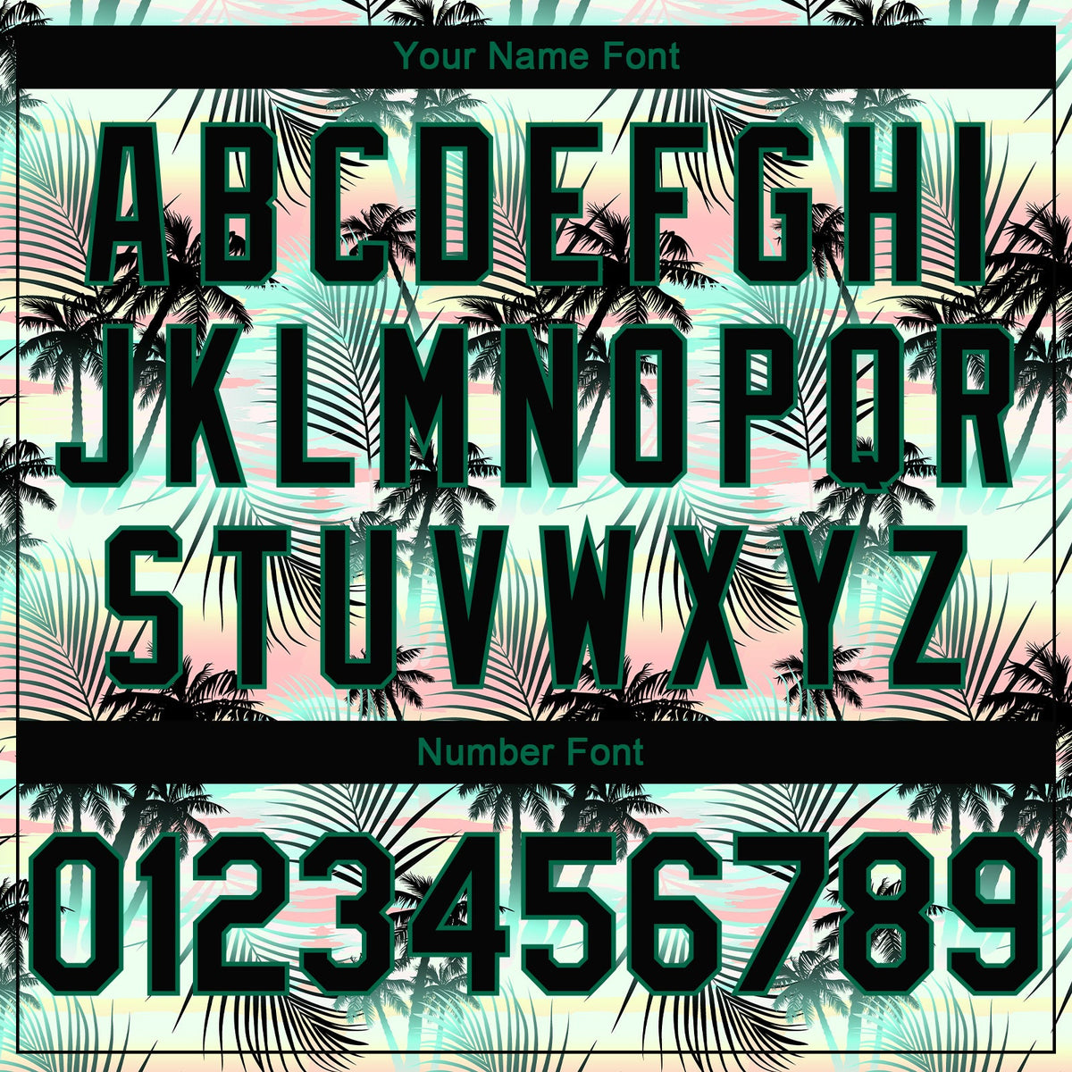 Custom Black Black-Kelly Green 3D Pattern Tropical Hawaii Palm Leaves Authentic Basketball Jersey - Detail