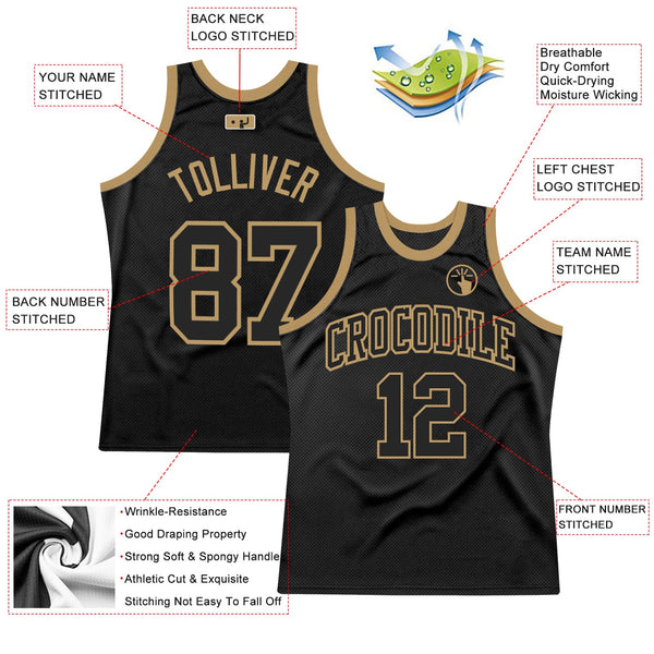 Custom Black Black-Old Gold Authentic Throwback Basketball Jersey alternate