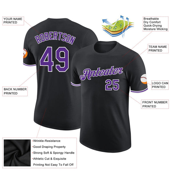 Custom Black Purple-White Performance T-Shirt alternate