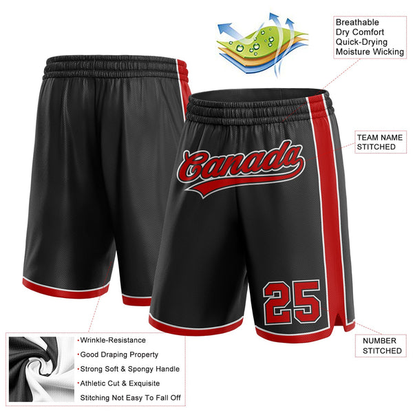 Custom Black Red-White Authentic Basketball Shorts alternate