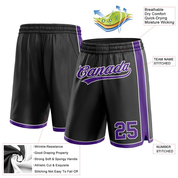 Custom Black Purple-White Authentic Basketball Shorts alternate