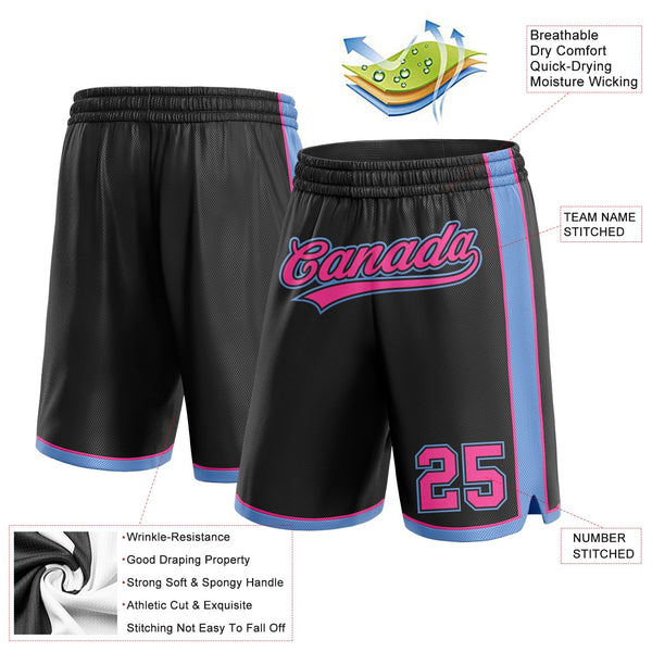 Custom Black Pink-Light Blue Authentic Basketball Shorts alternate