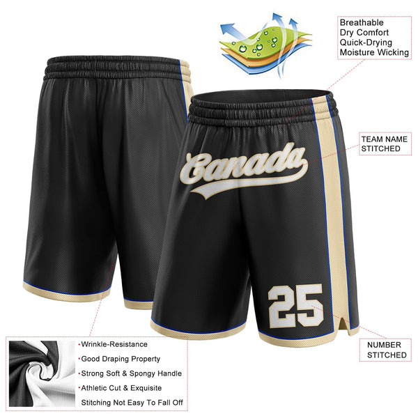 Custom Black White City Cream-Royal Authentic Basketball Shorts alternate