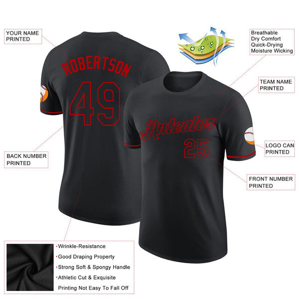 Custom Black Red Performance T-Shirt alternate