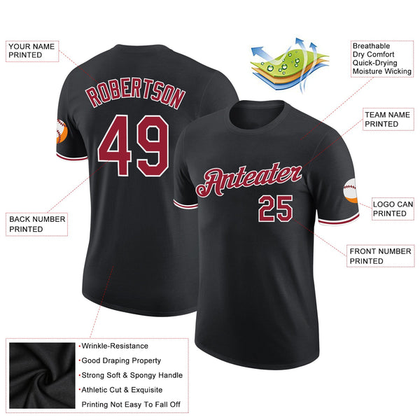 Custom Black Cardinal-White Performance T-Shirt alternate