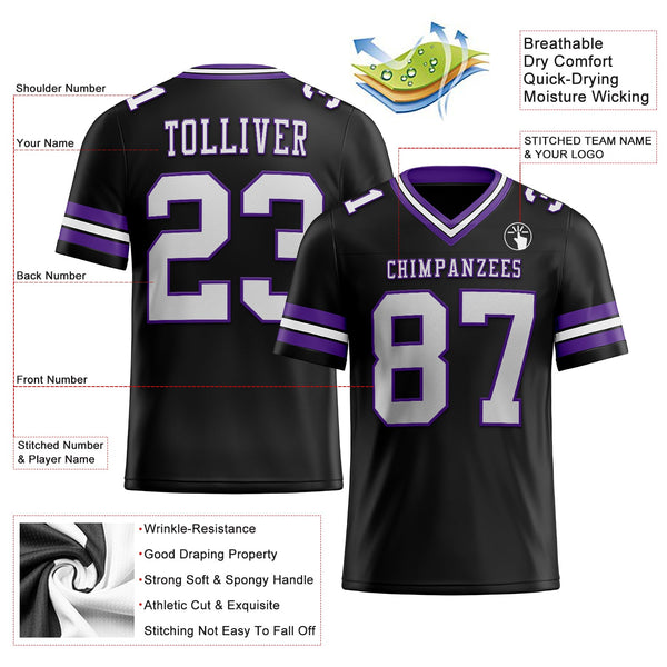 Custom Black White-Purple Authentic Football Jersey alternate