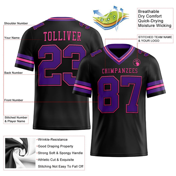 Custom Black Purple-Pink Authentic Football Jersey alternate