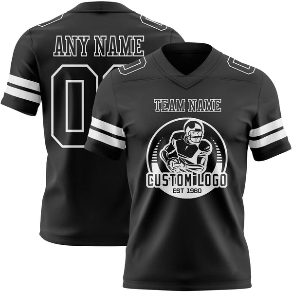 Custom Black White Authentic Football Jersey alternate