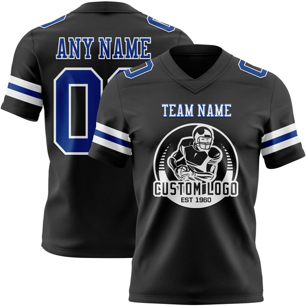 Custom Black Royal-White Authentic Football Jersey alternate