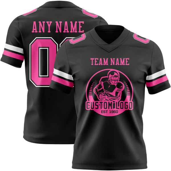 Custom Black Pink-White Authentic Football Jersey alternate