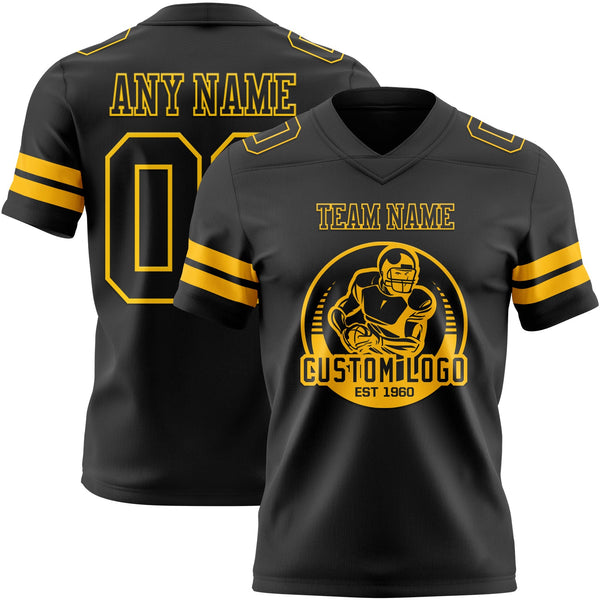 Custom Black Gold Authentic Football Jersey alternate